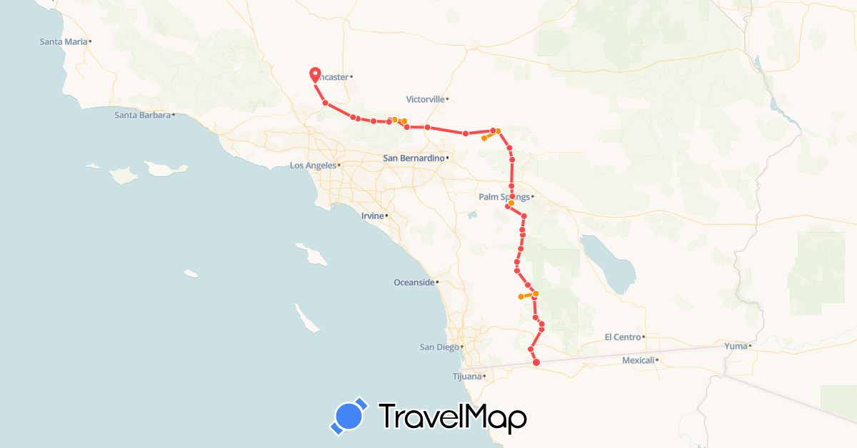 TravelMap itinerary: driving, hiking, hitchhiking in United States (North America)